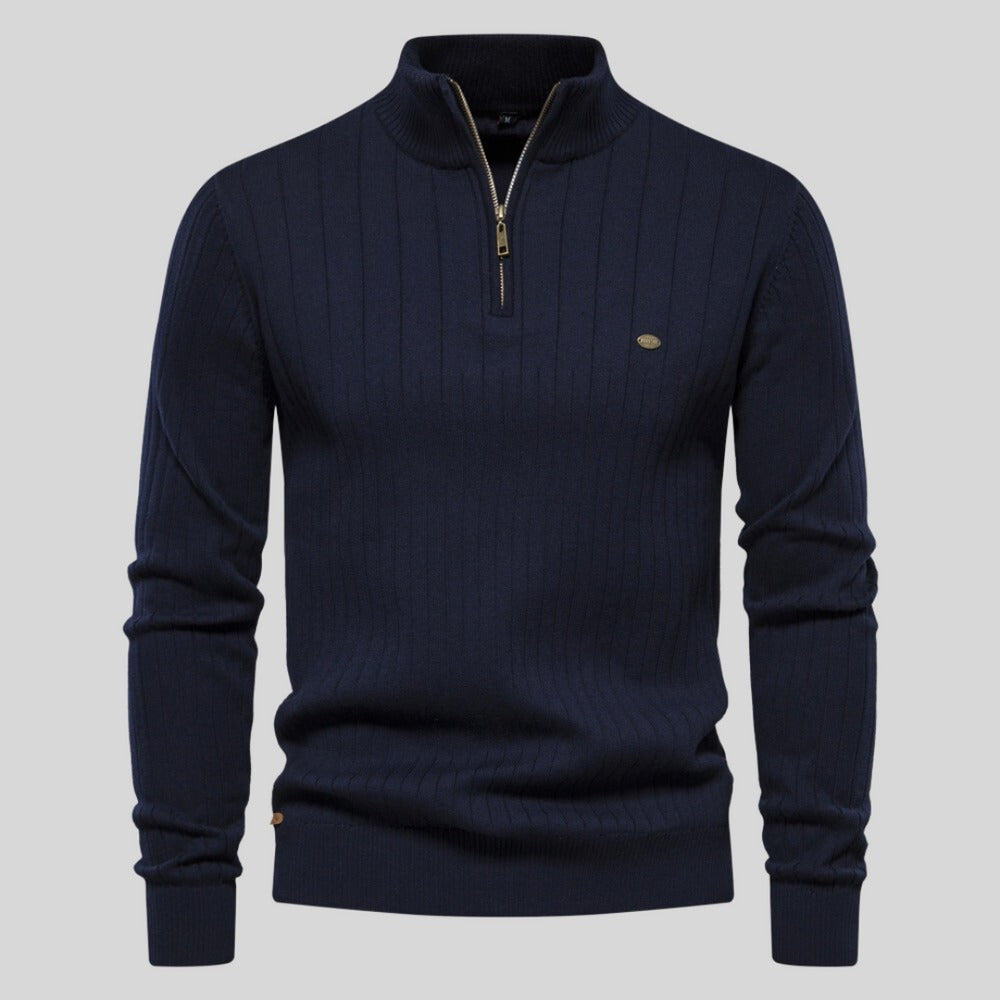 Berg-Feldt | Strickpullover mit Half-zip Wollmischung Warm, Klassisch