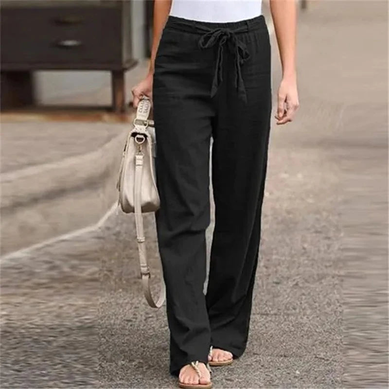 ALENA Hose: Gerader Schnitt, Gummibund, Schleife