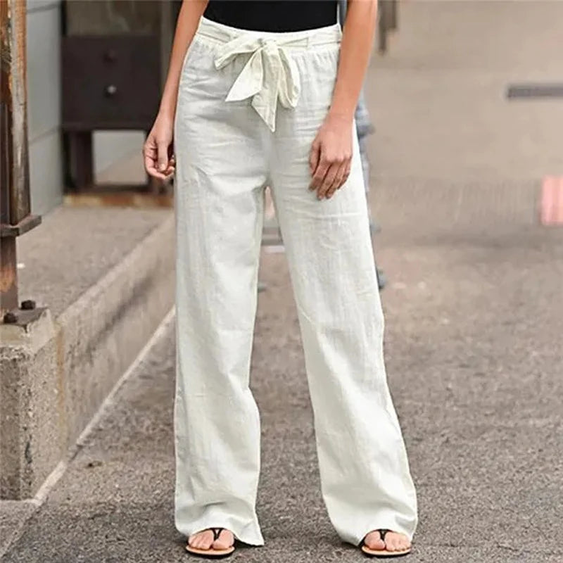 ALENA Hose: Gerader Schnitt, Gummibund, Schleife