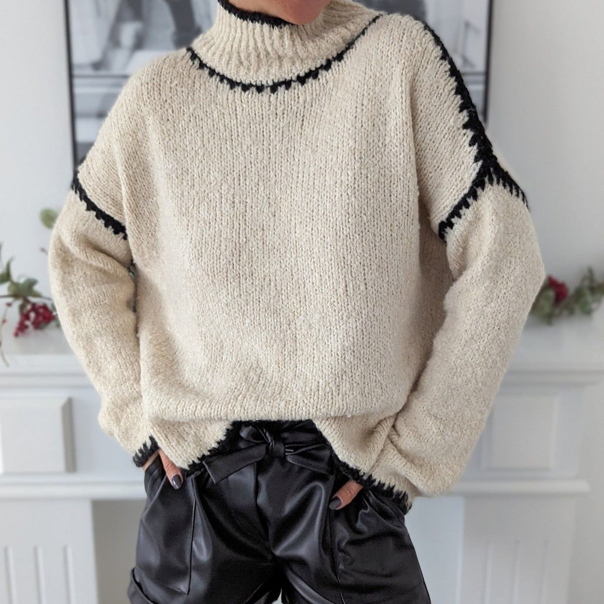 Berg-Feldt | Strickpullover mit Hohem Kragen Wollmischung Warm und Stilvoll