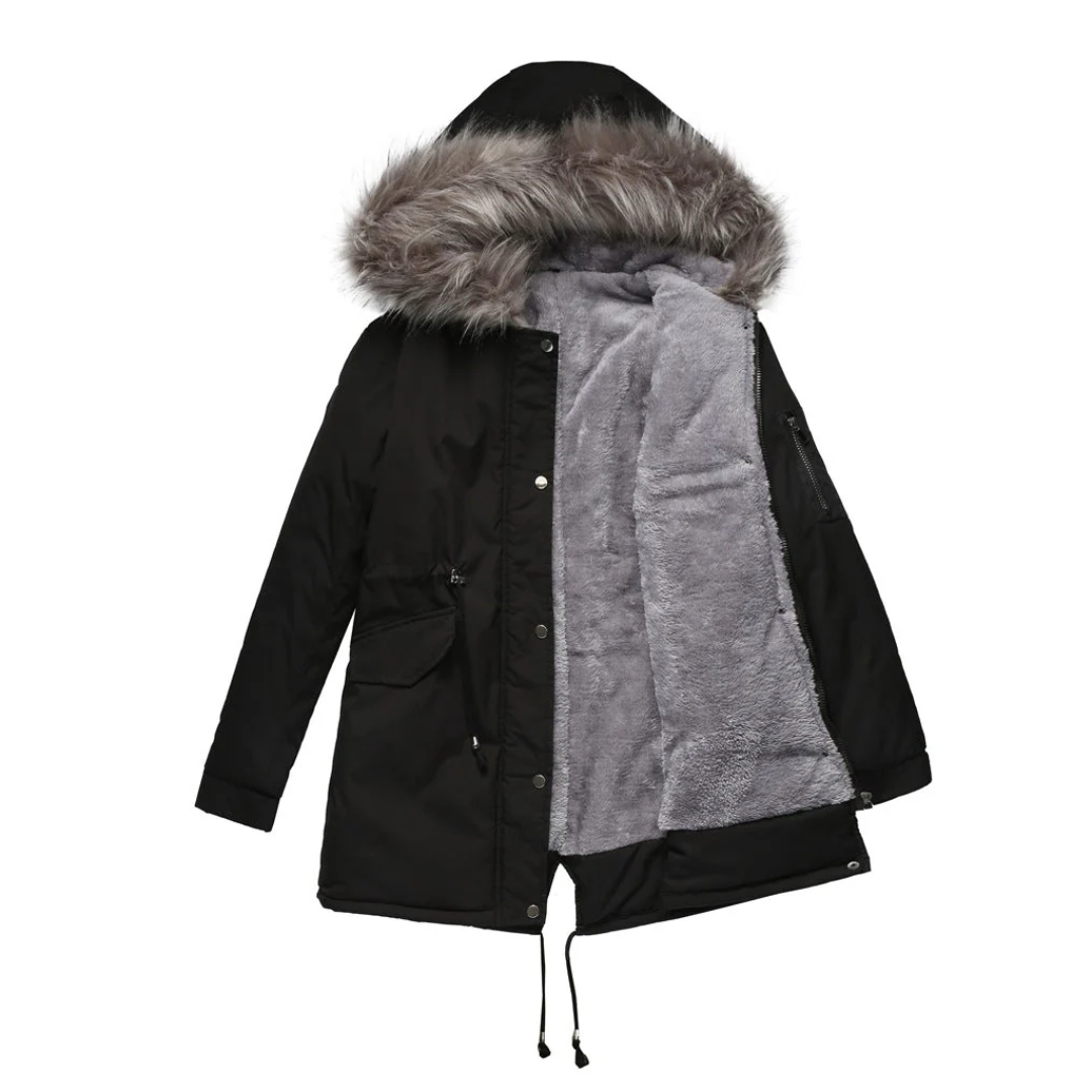 Berg-Feldt | Moderner Damen Button Down Parka Mantel für Winterwärme