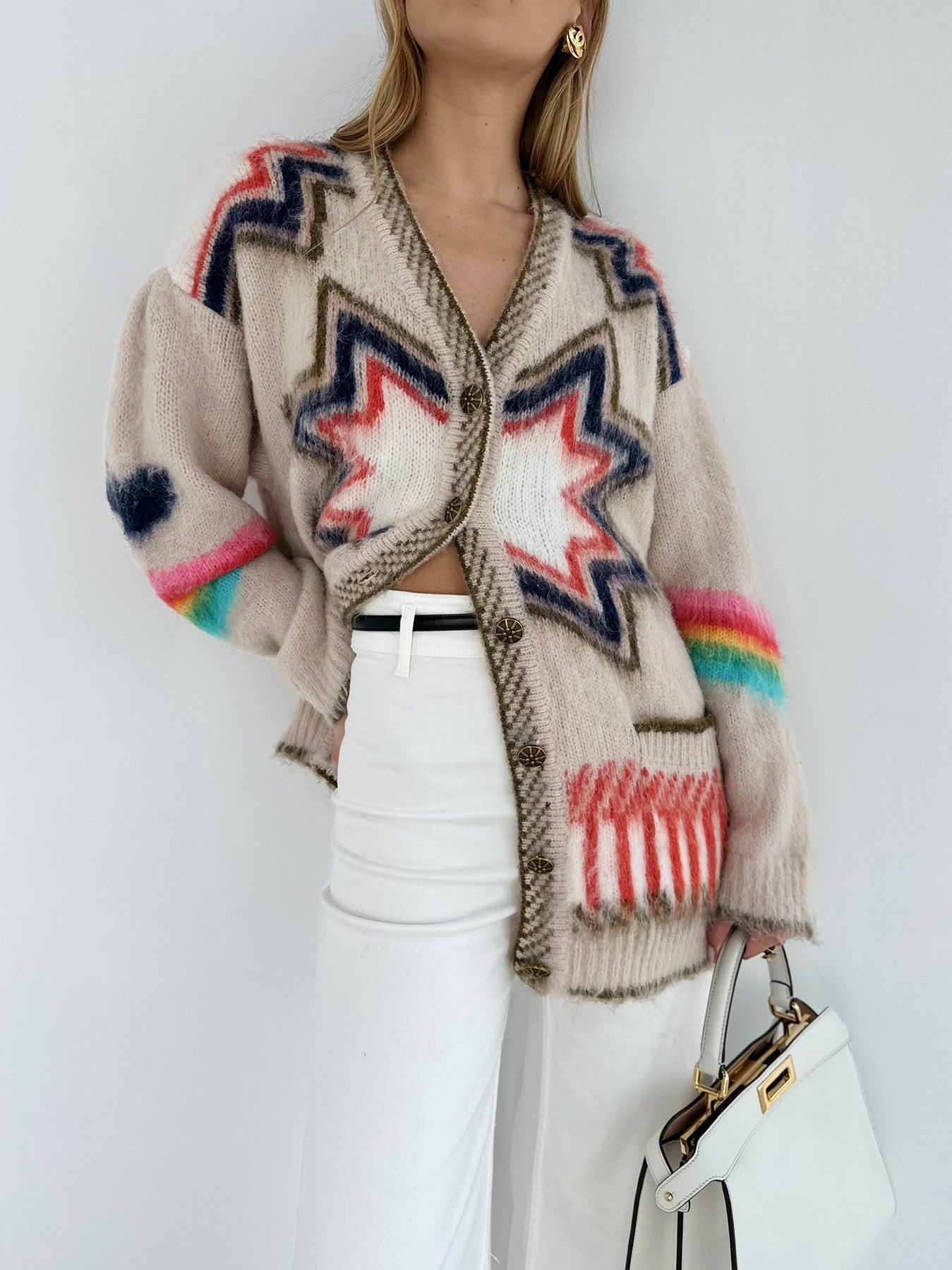 Berg-Feldt | Cardigan à Motif Graphique en Mélange Mohair Unique et Élégant