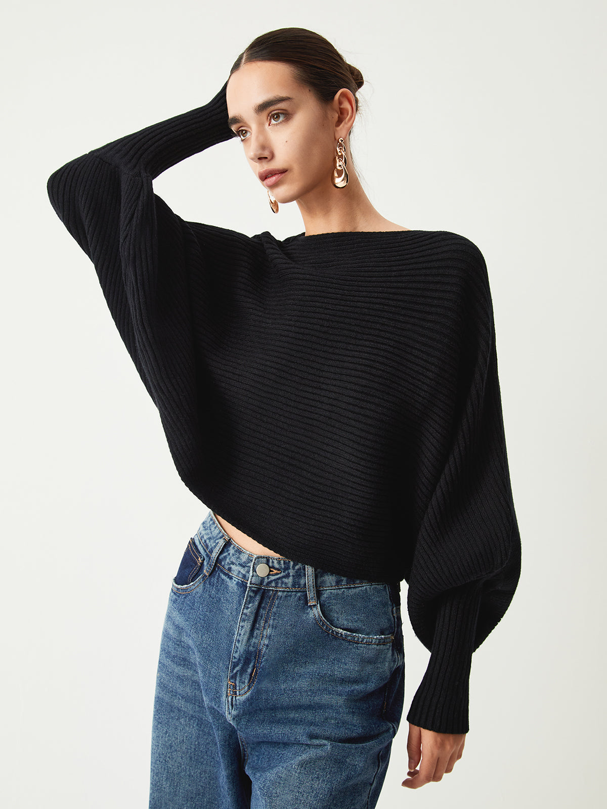 Berg-Feldt | Rippstrick Batwing Pullover Weich und Stilvoll Entspannte Eleganz