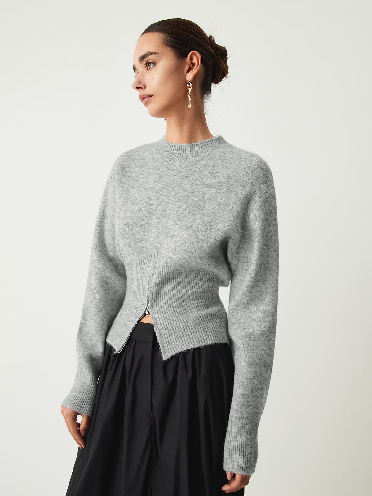 Fudus – Pull en demi-zip et matière duveteuse pour femme