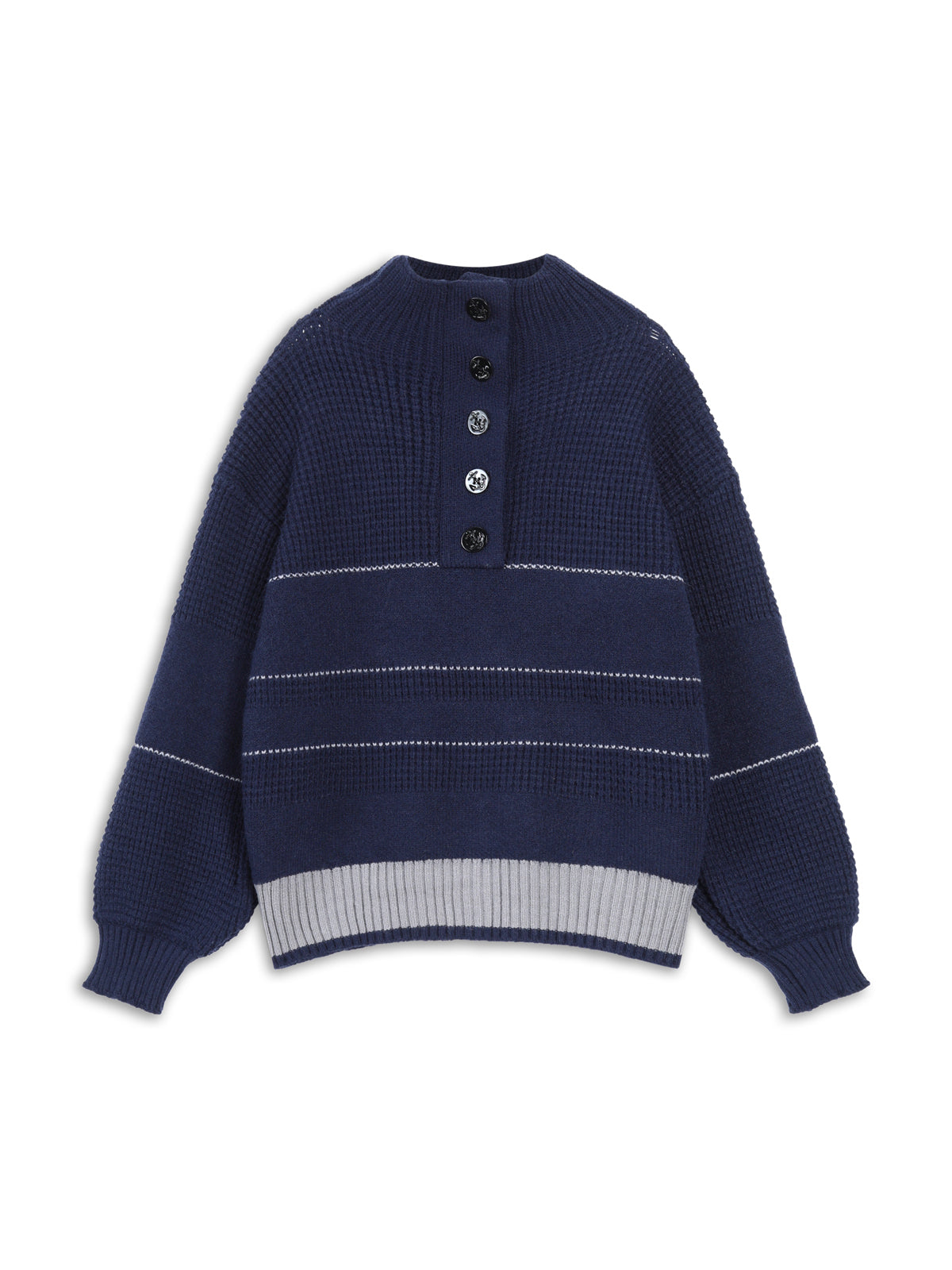 Berg-Feldt | Gestickter Pullover mit Knöpfen Baumwolle Klassisch und Komfortabel
