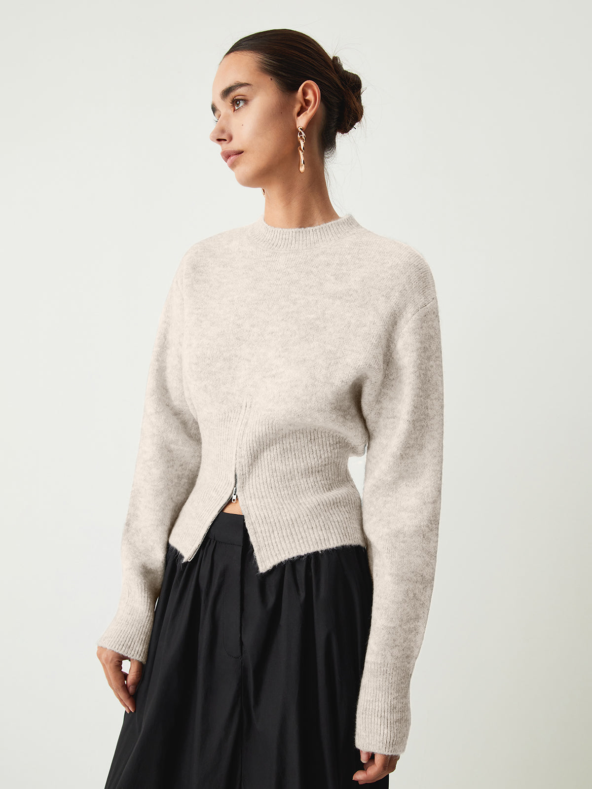 Fudus – Pull en demi-zip et matière duveteuse pour femme