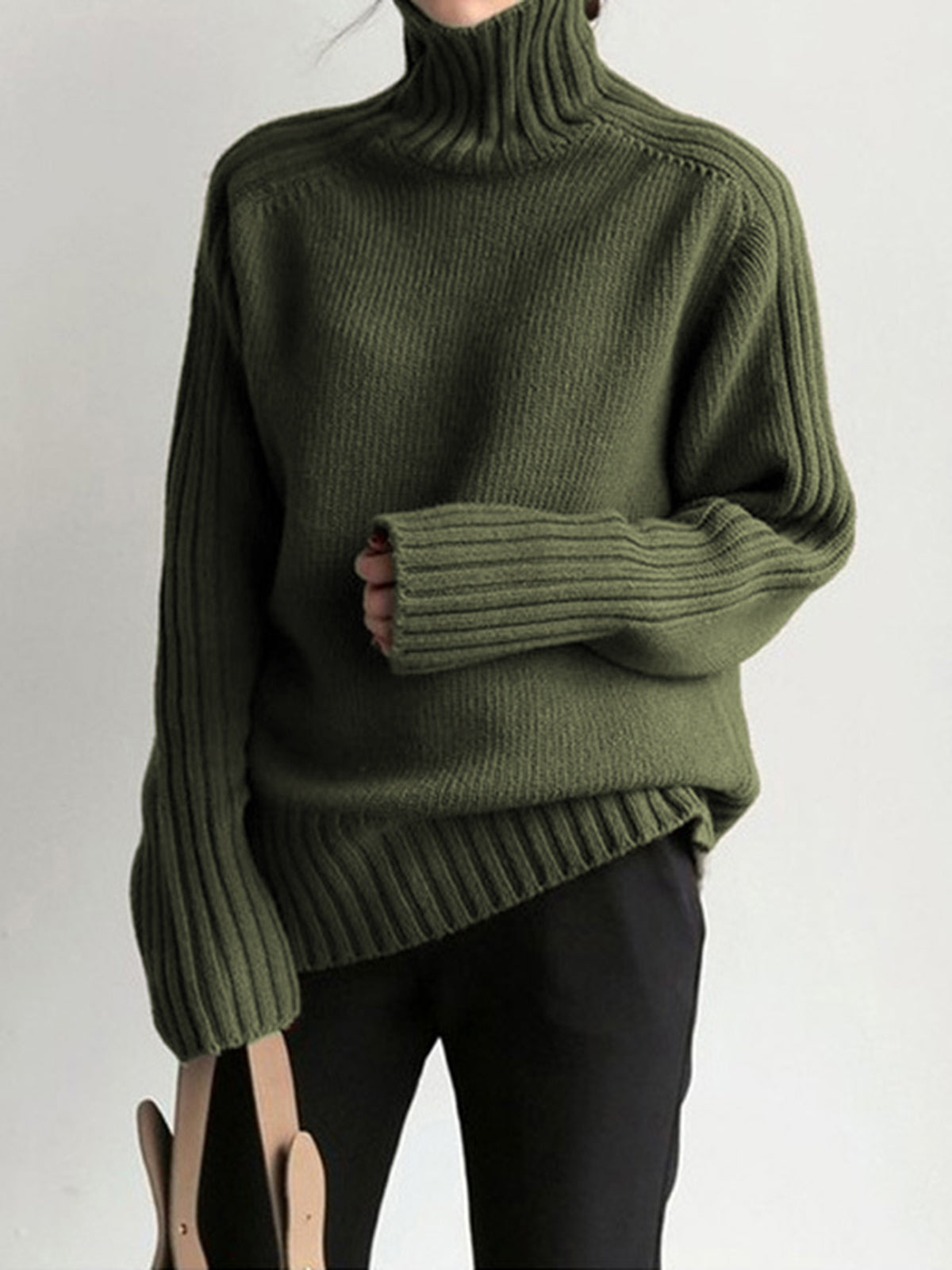 Berg-Feldt | Pullover - Damen Herbst Hoher Hals Strickpullover