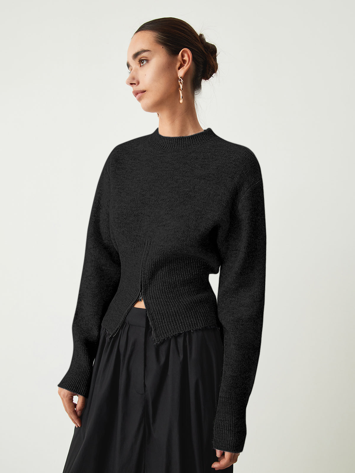 Fudus – Pull en demi-zip et matière duveteuse pour femme