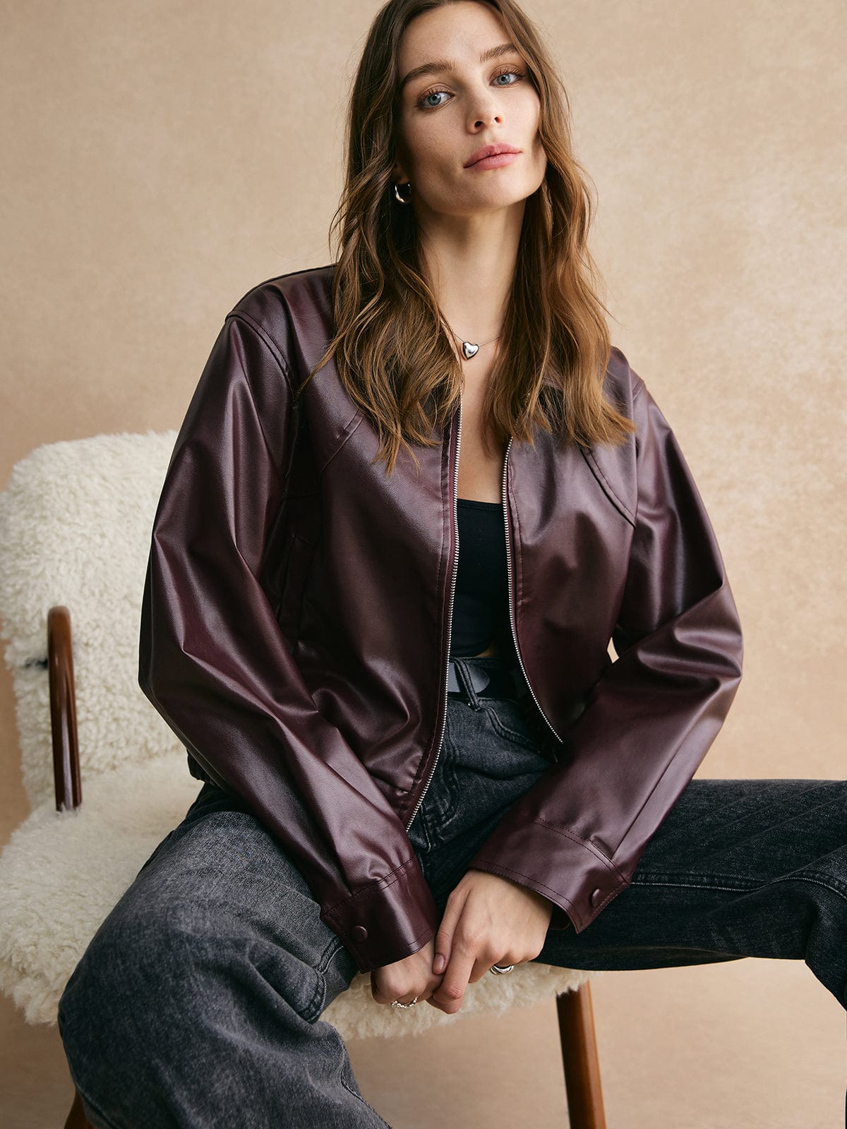 Berg-Feldt | Veste en cuir courte Moderne, élégante et intemporelle