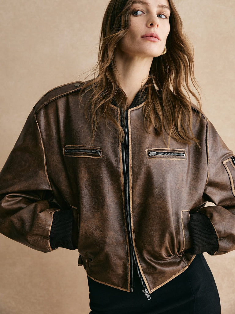 Berg-Feldt | Blouson Aviateur Vintage Veste Classique à Fermeture Éclair Rétro