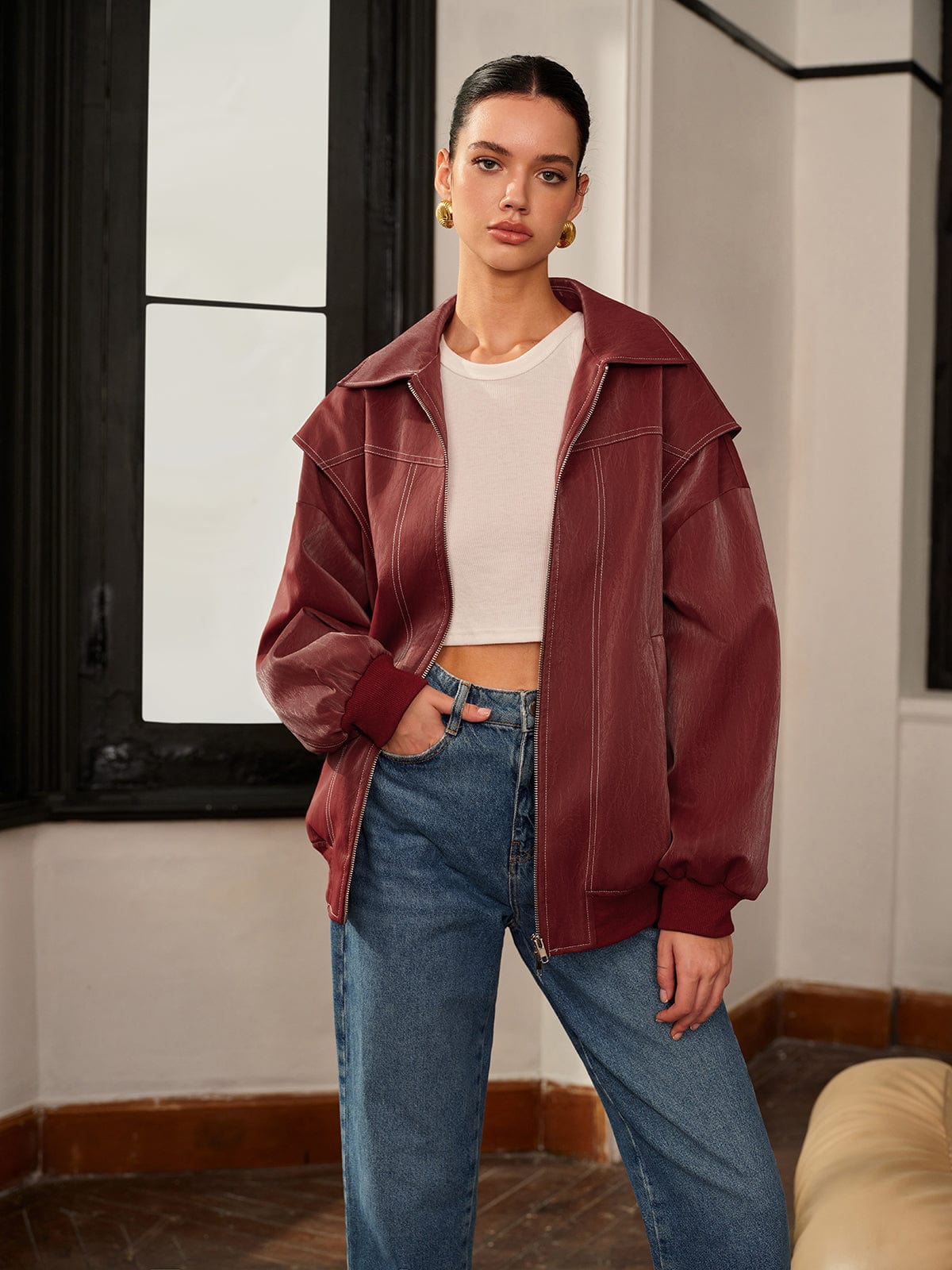 Berg-Feldt | Veste Bordeaux avec accent sportif