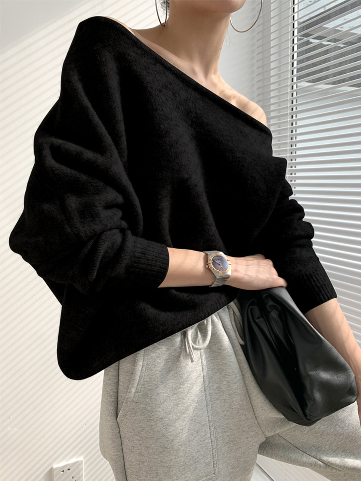 Berg-Feldt | Off-shoulder Strickpullover Weiche Wollmischung Zertifizierte Eleganz