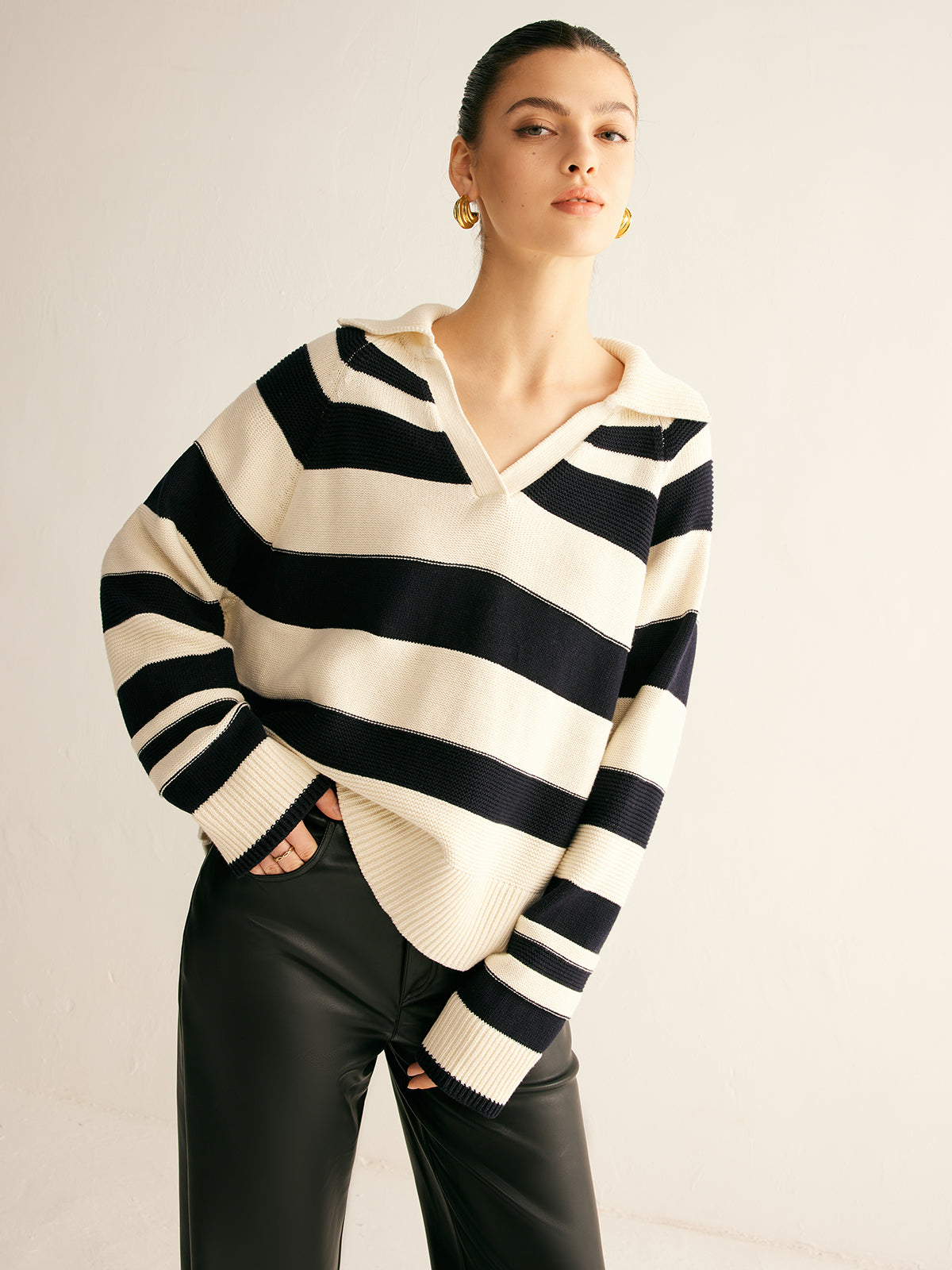 Berg-Feldt | Gestrickter Pullover Gestreiftes Design und Kragen Entspannt und Stilvoll
