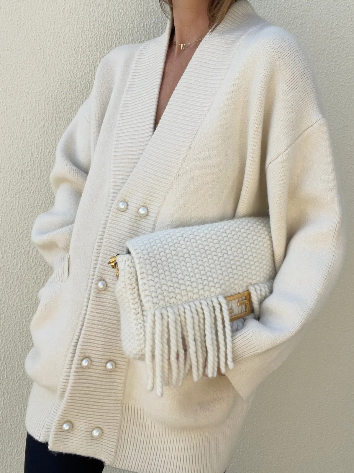 Berg-Feldt | Strickcardigan mit Perlendetails Oversized Passform Eleganter Komfort