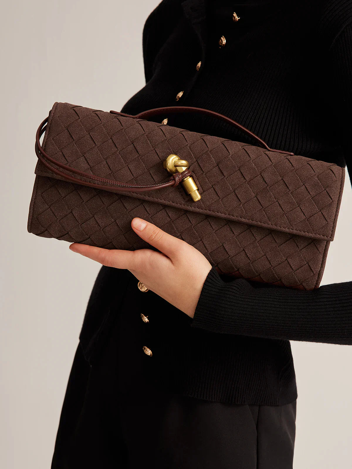 Berg-Feldt | Elegante Braune Gewebte Clutch - Berg-Feldt