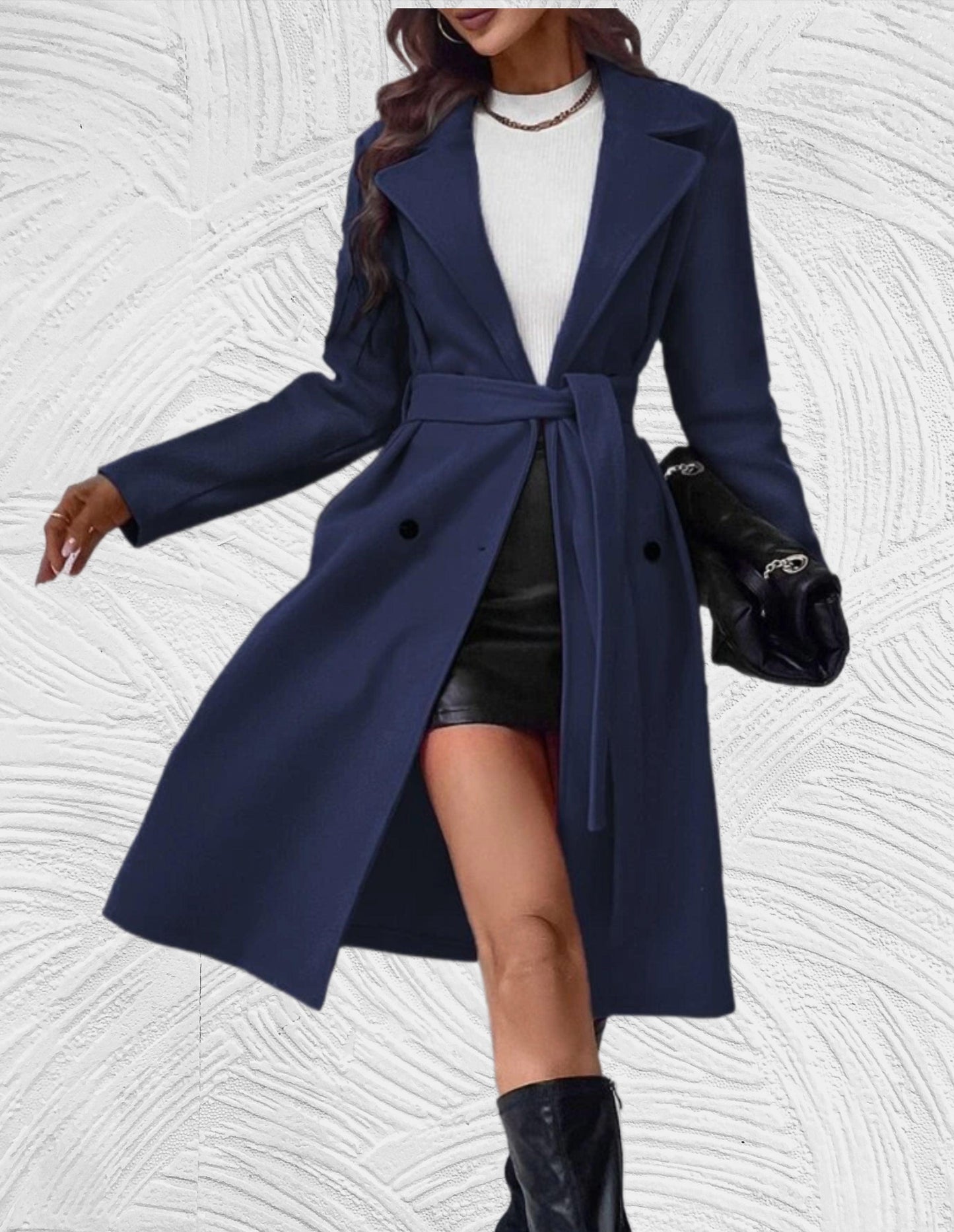 Berg-Feldt | Lange und Oversized Jacke mit Knopfverschluss, Brusttaschen und Bindegürtel