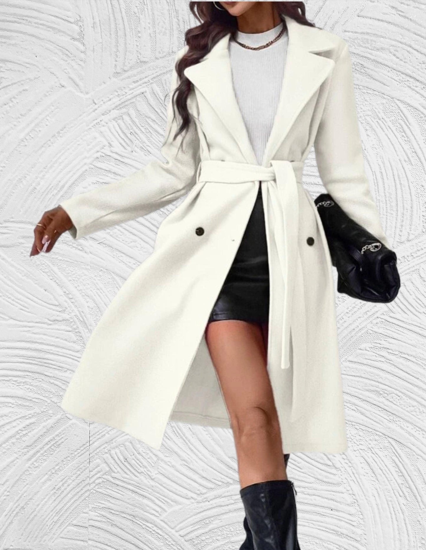 Berg-Feldt | Lange und Oversized Jacke mit Knopfverschluss, Brusttaschen und Bindegürtel