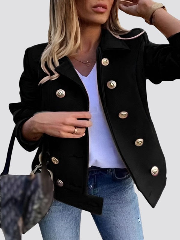 Berg-Feldt | Kurze Wolljacke mit Doppelreihigem Design Wollmischung Klassisch und Elegant