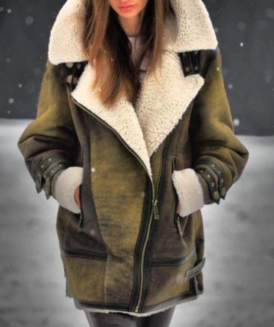 Berg-Feldt | Gepolsterte Jacke Aus Kunstleder mit Warmer Plüschfutter