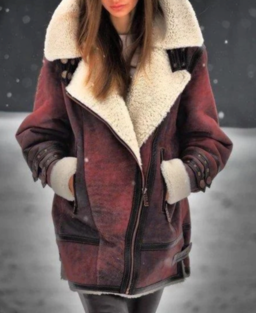 Berg-Feldt | Gepolsterte Jacke Aus Kunstleder mit Warmer Plüschfutter