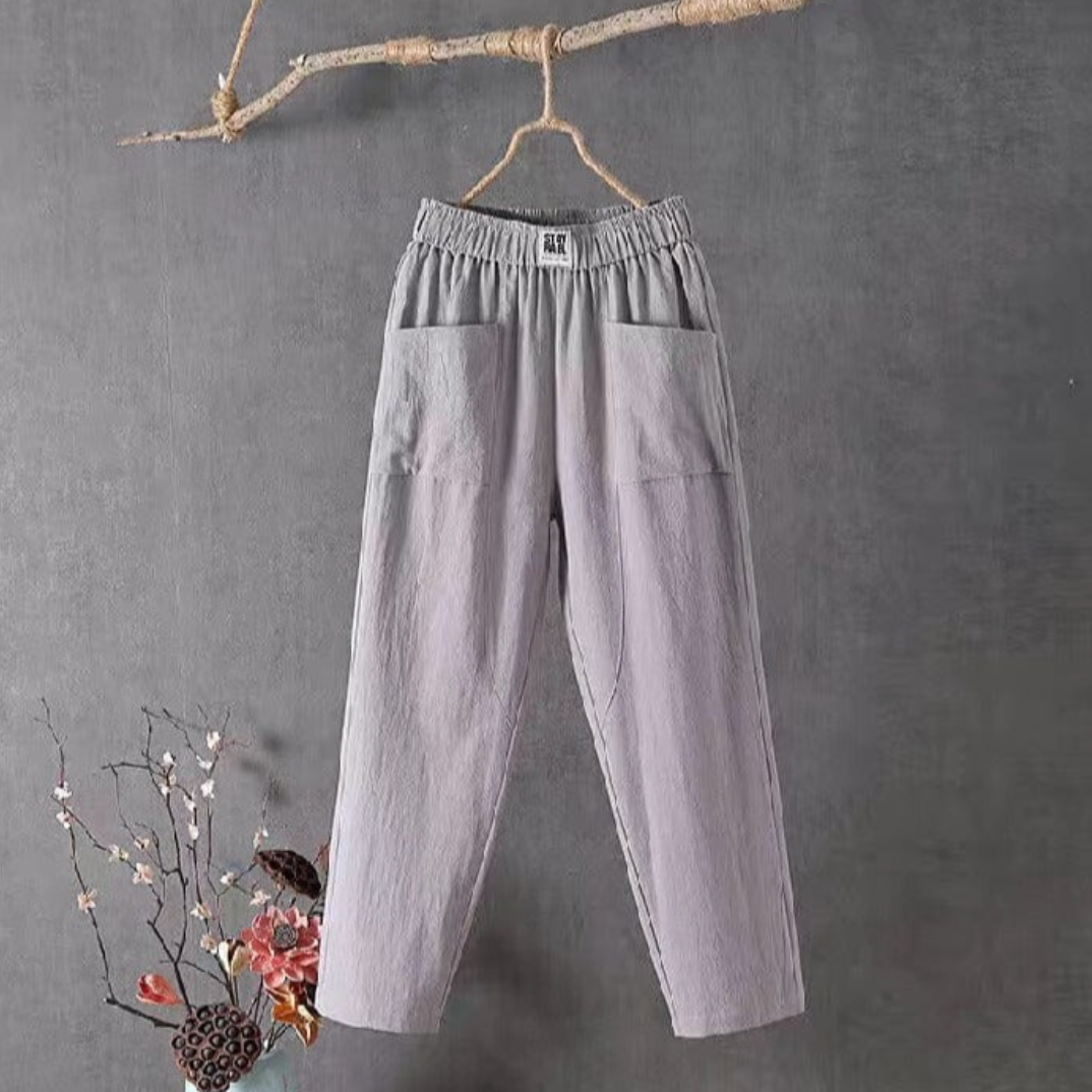 Marika Leinenhose à taille élastiquée