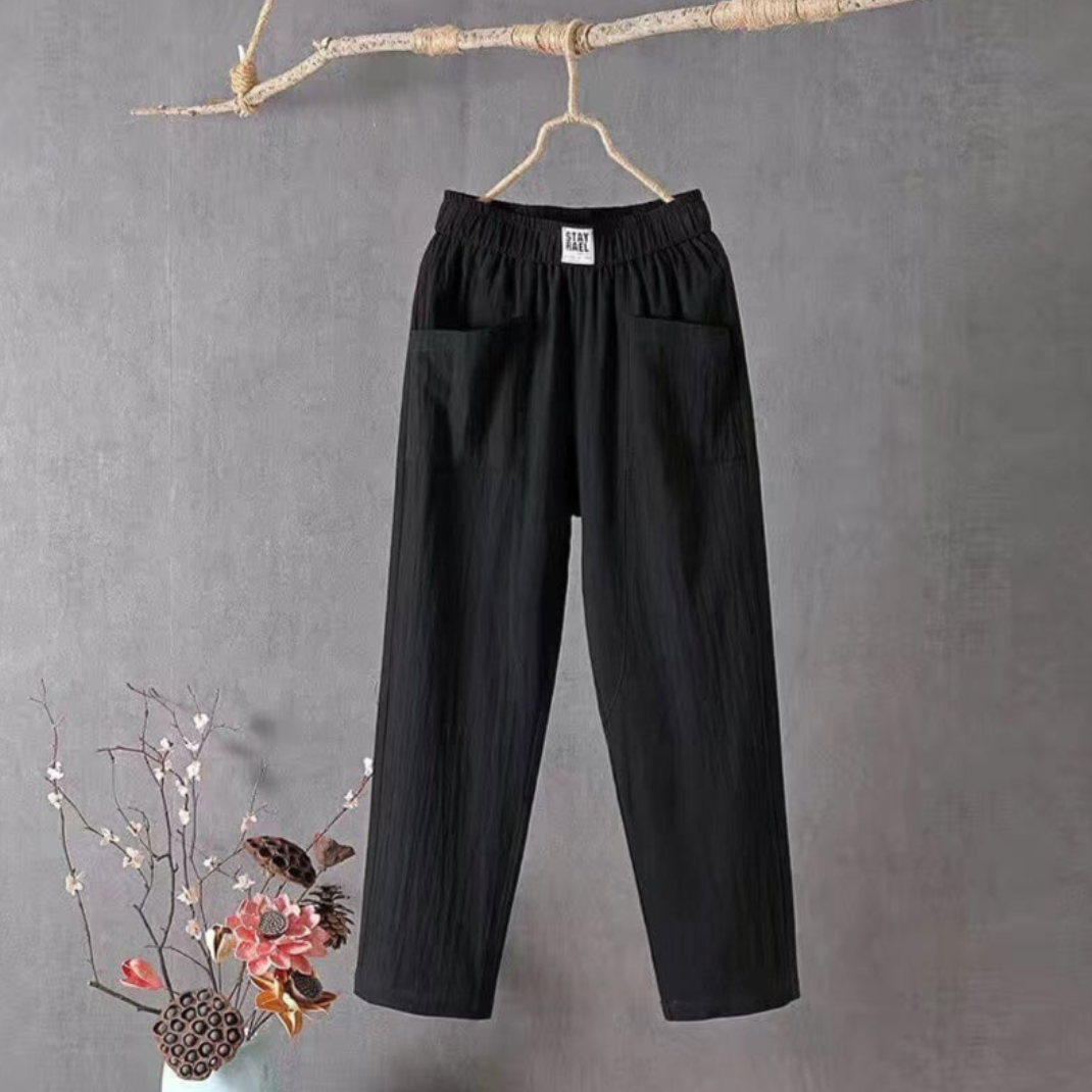 Marika Leinenhose à taille élastiquée