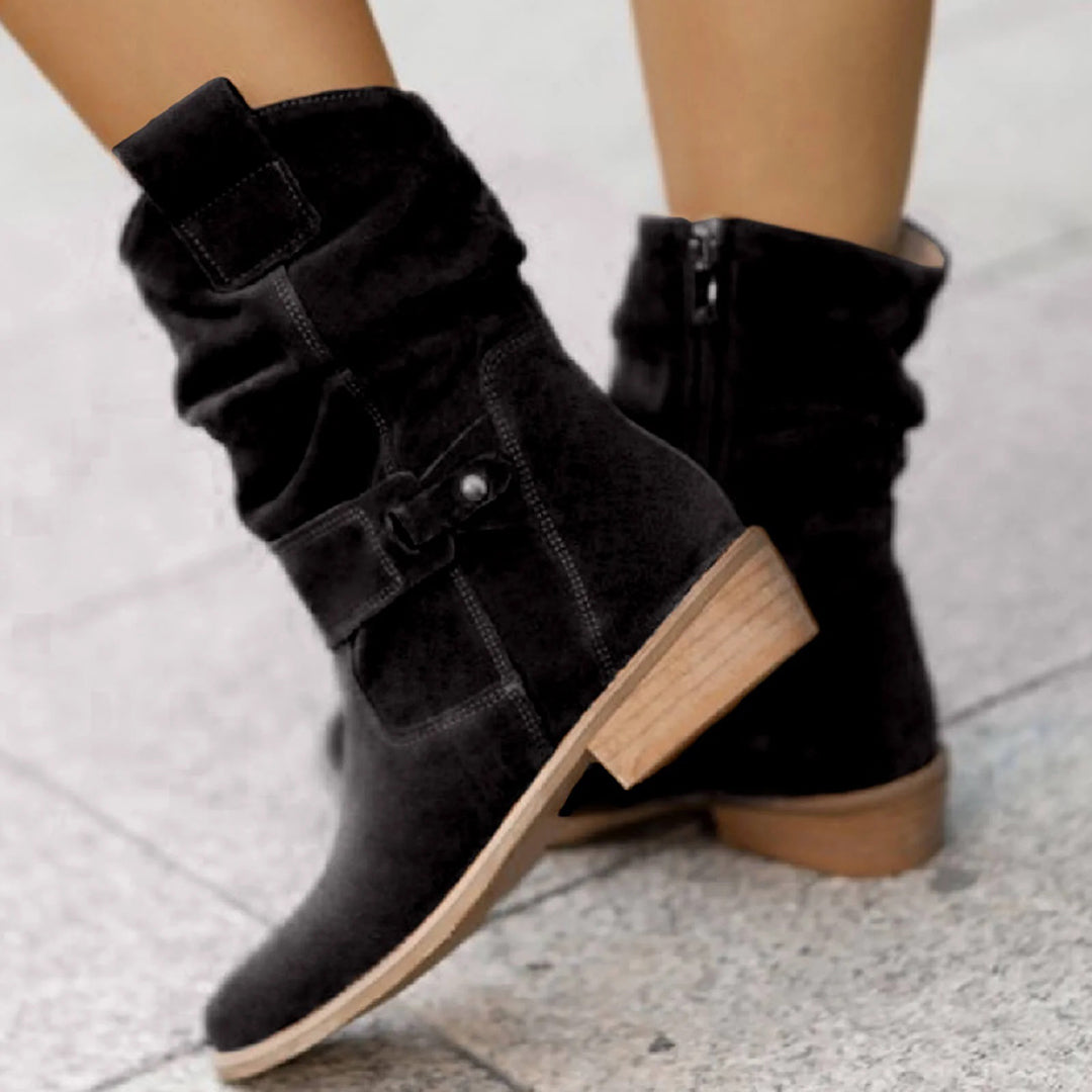 Berg-Feldt | Elegante Flache Stiefel mit Seitenzipper