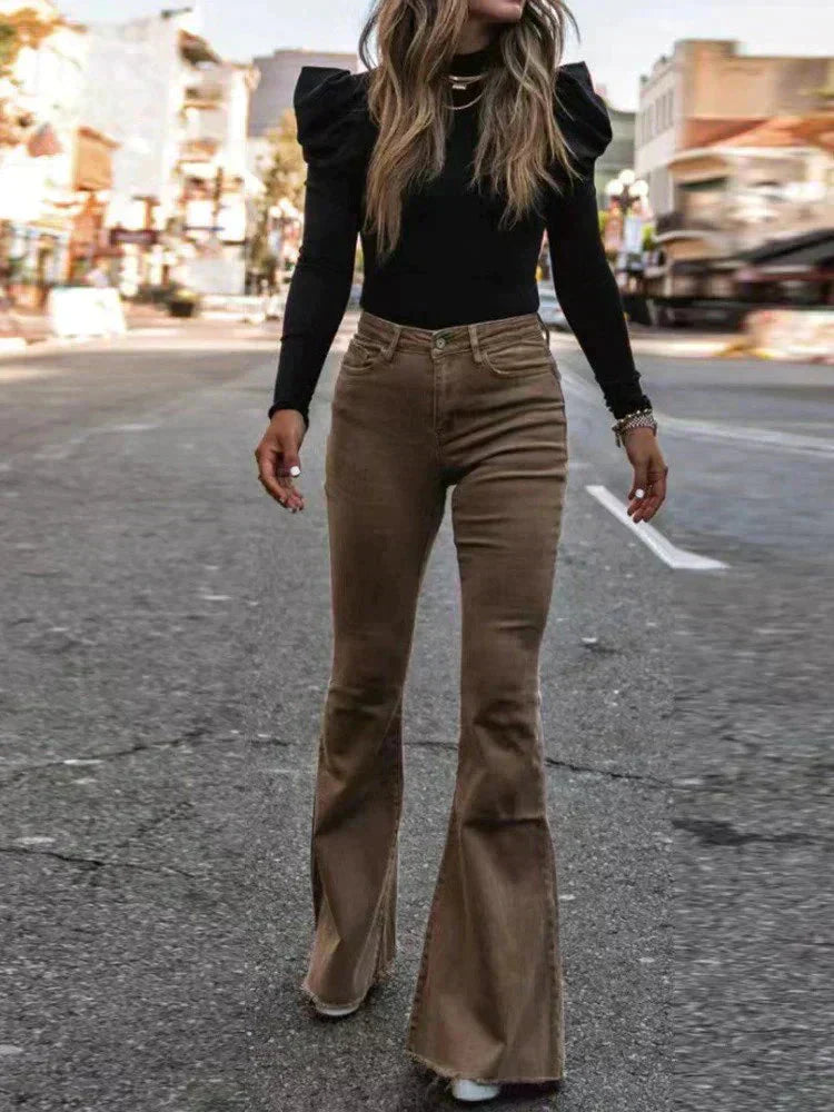 Berg-Feldt | Schmeichelnde Damen Bootcut Hose mit Hohem Bund und Bequemer Passform