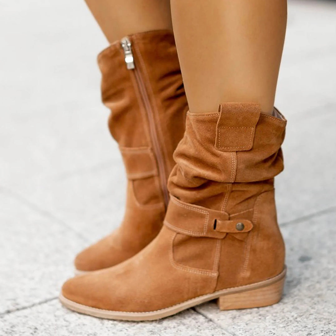 Berg-Feldt | Elegante Flache Stiefel mit Seitenzipper