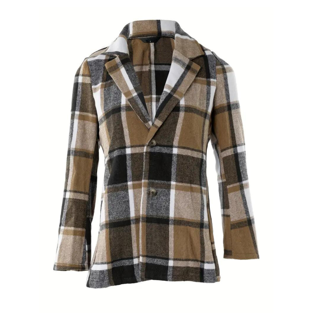 Berg-Feldt | Kariertes Jacke mit Klassischem Kragen Polyester/wolle Stilvoll und Komfortabel