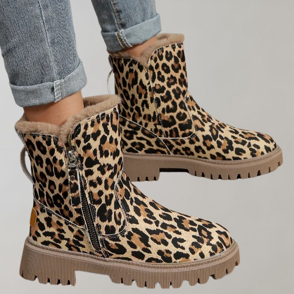 Berg-Feldt | Leopardenmuster Flache Kurze Stiefel