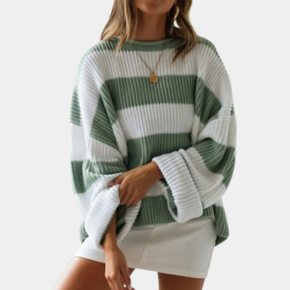 Berg-Feldt | Schwarz und Weiß Strickpullover mit Breiten Streifen Acryl Modern und Bequem