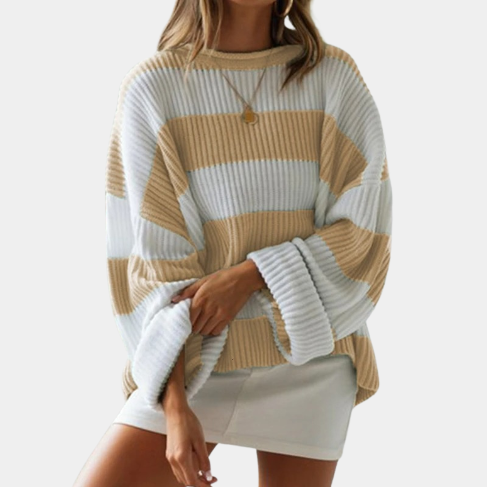 Berg-Feldt | Schwarz und Weiß Strickpullover mit Breiten Streifen Acryl Modern und Bequem