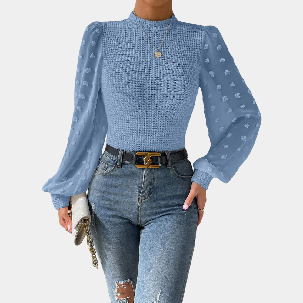 Berg-Feldt | Strickbluse mit Chiffonärmeln Polyester Elegantes Design
