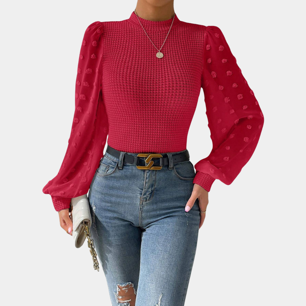 Berg-Feldt | Strickbluse mit Chiffonärmeln Polyester Elegantes Design