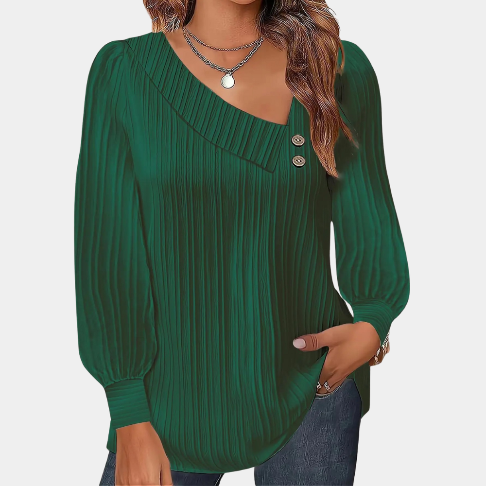 Berg-Feldt | Rippstrickbluse mit Knöpfen Polyester Komfortabel und Trendy