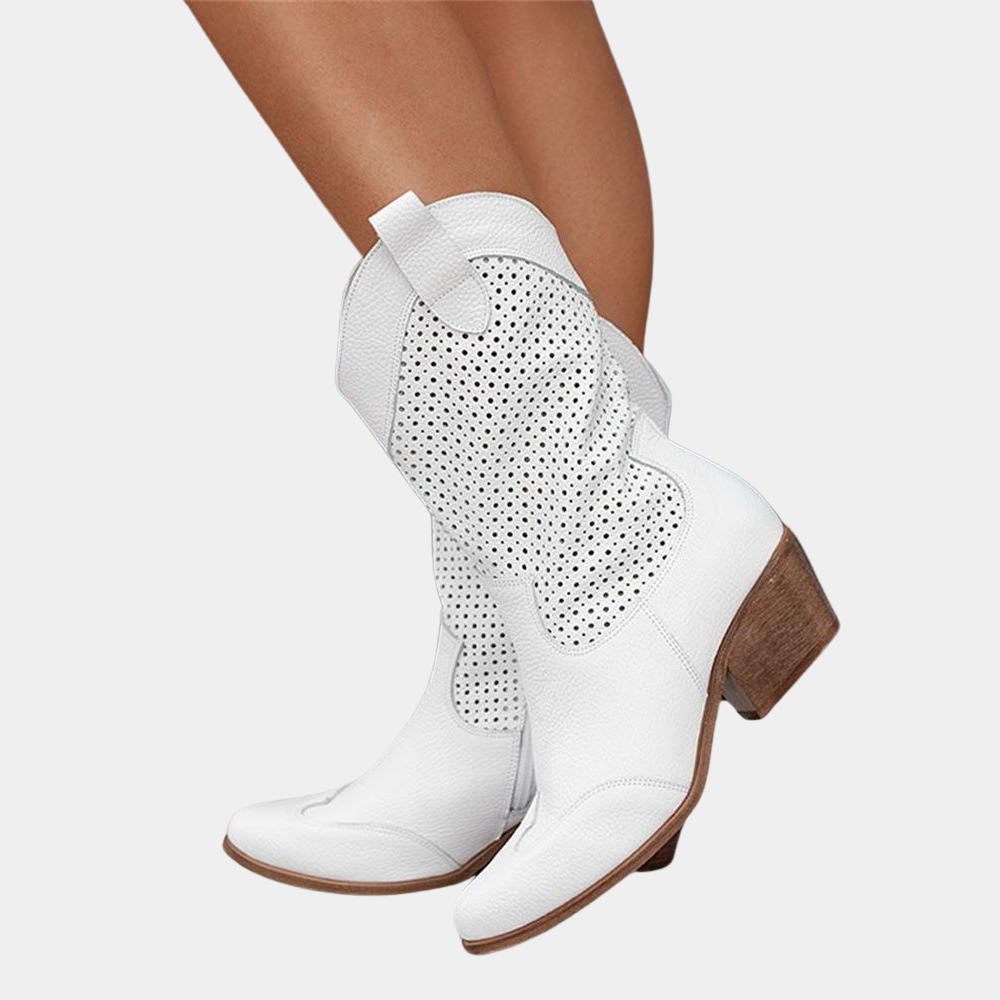 Berg-Feldt | Bottes de cowboy - Tige en cuir - Tige perforée - Bout pointu - Talon bloc