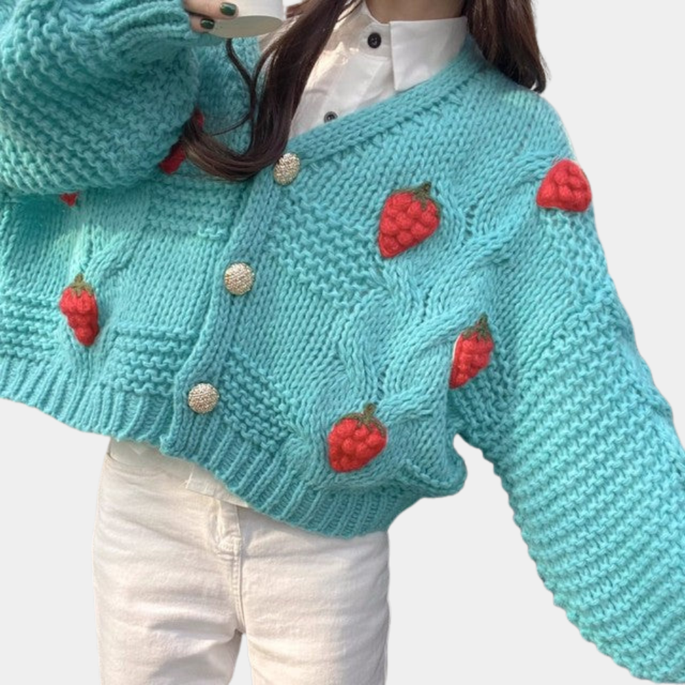 Berg-Feldt | Damenjacke mit Erdbeer-Details – Poppy