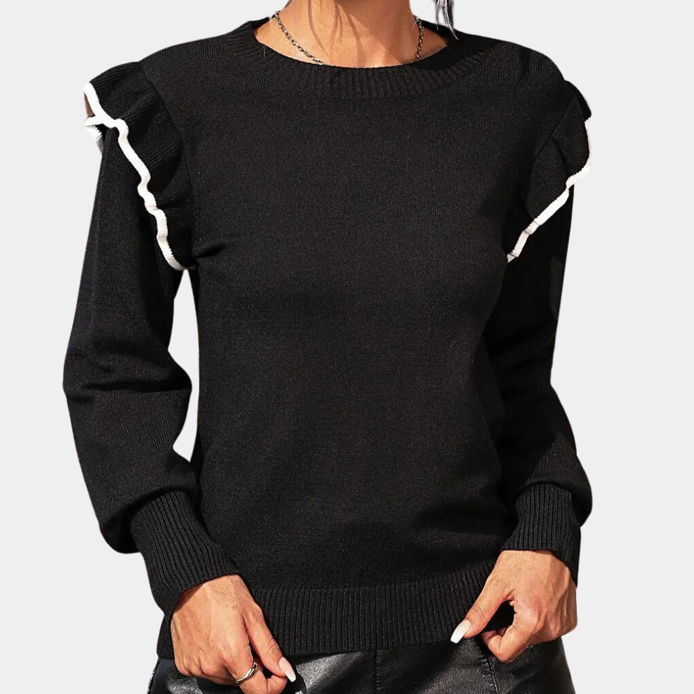 Berg-Feldt | Strickbluse mit Rüschendetails Lange Ärmel Elegant und Komfortabel