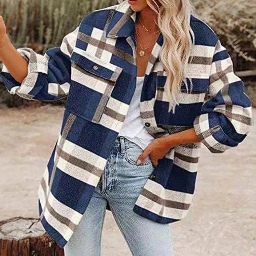 Berg-Feldt | Moderne karierte Herbstkuscheljacke für Damen