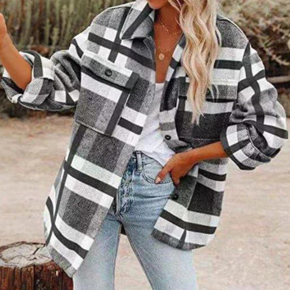 Berg-Feldt | Moderne karierte Herbstkuscheljacke für Damen