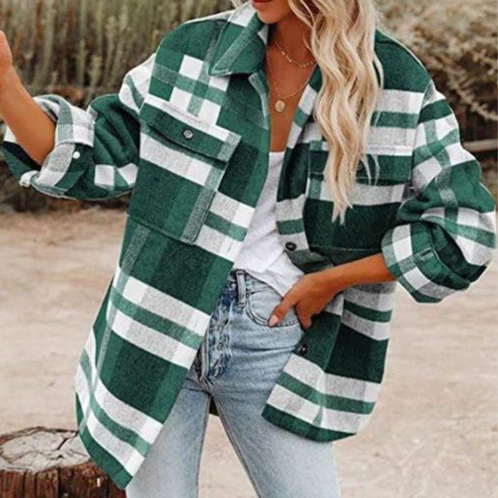 Berg-Feldt | Moderne karierte Herbstkuscheljacke für Damen
