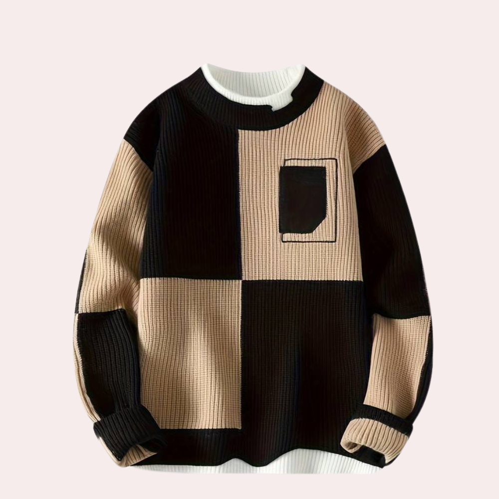Berg-Feldt | Strickpullover mit Karierter Kontrast Weiches Strick Modernes Design