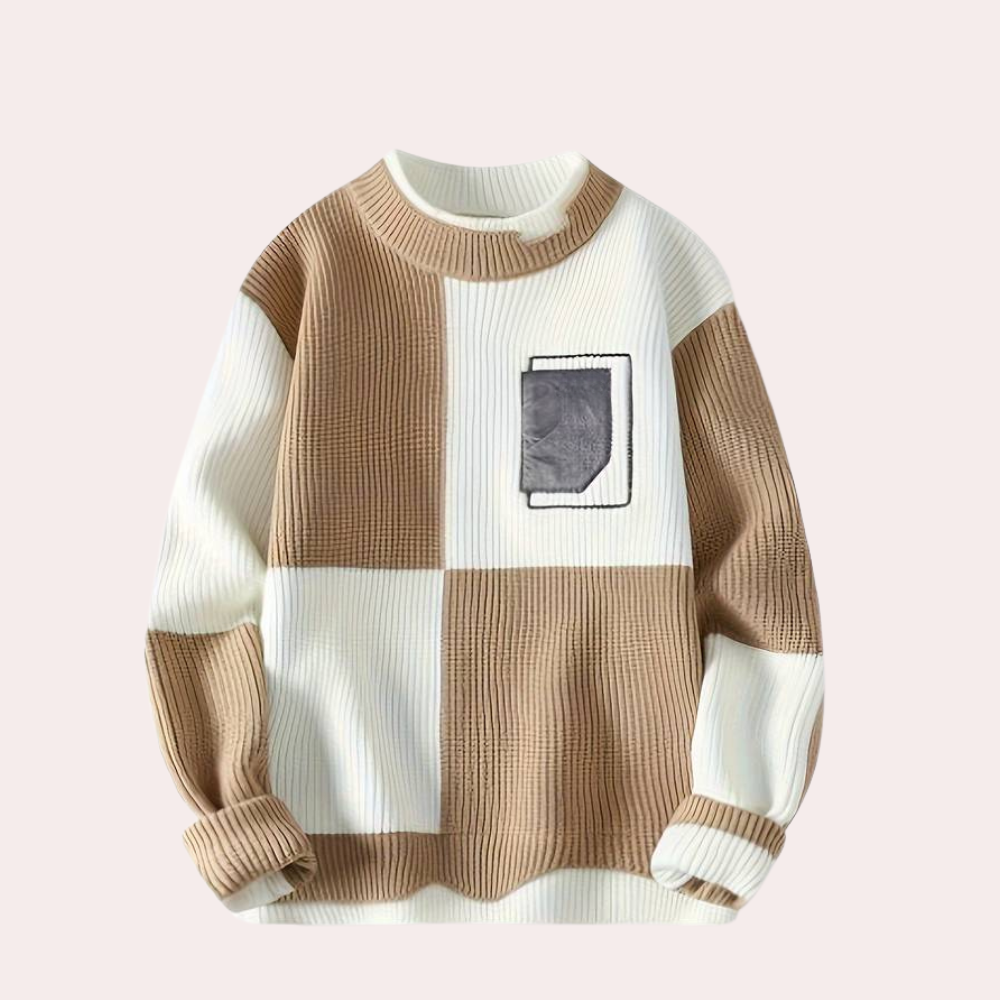 Berg-Feldt | Strickpullover mit Karierter Kontrast Weiches Strick Modernes Design