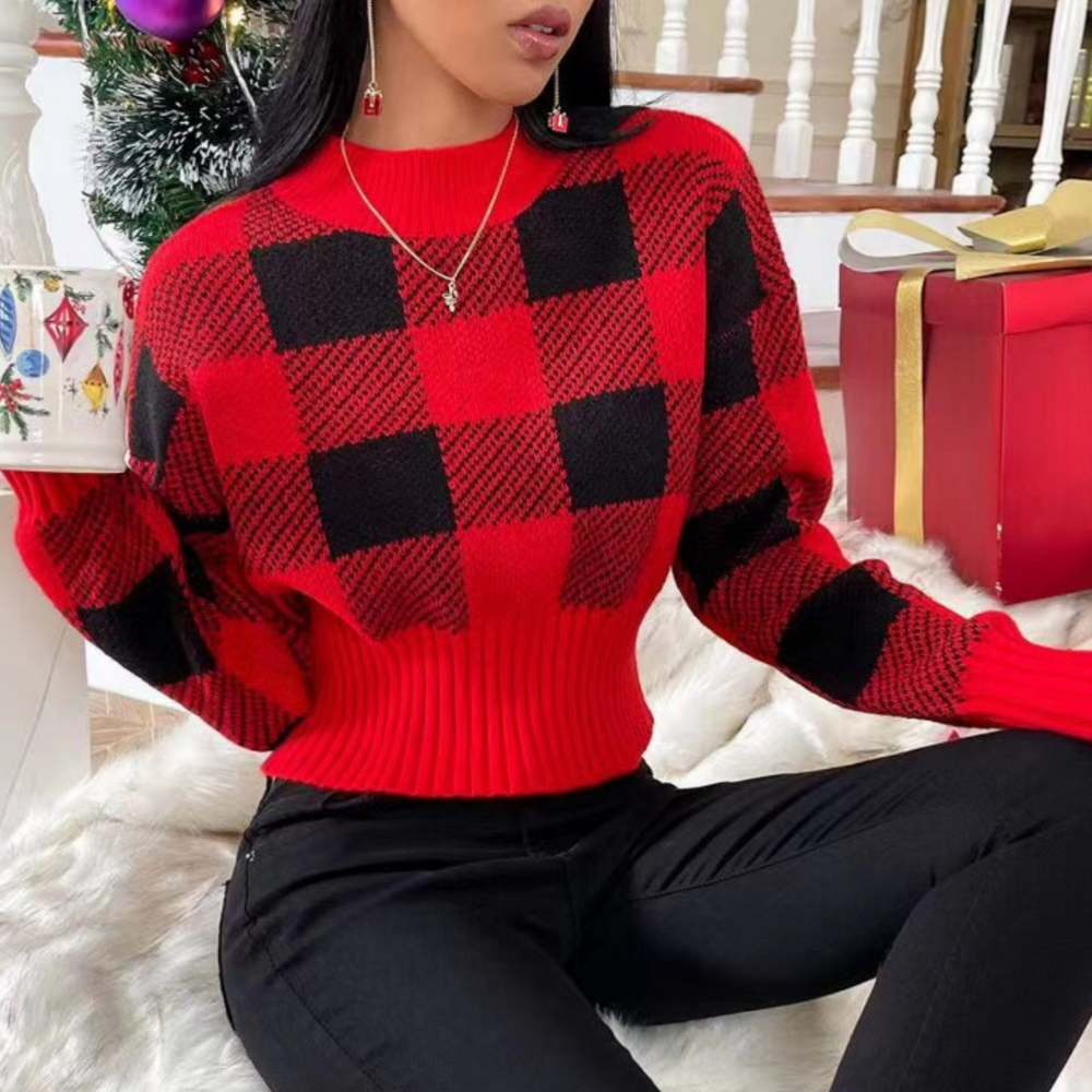 Pull femme Sonya : Élégant motif à carreaux