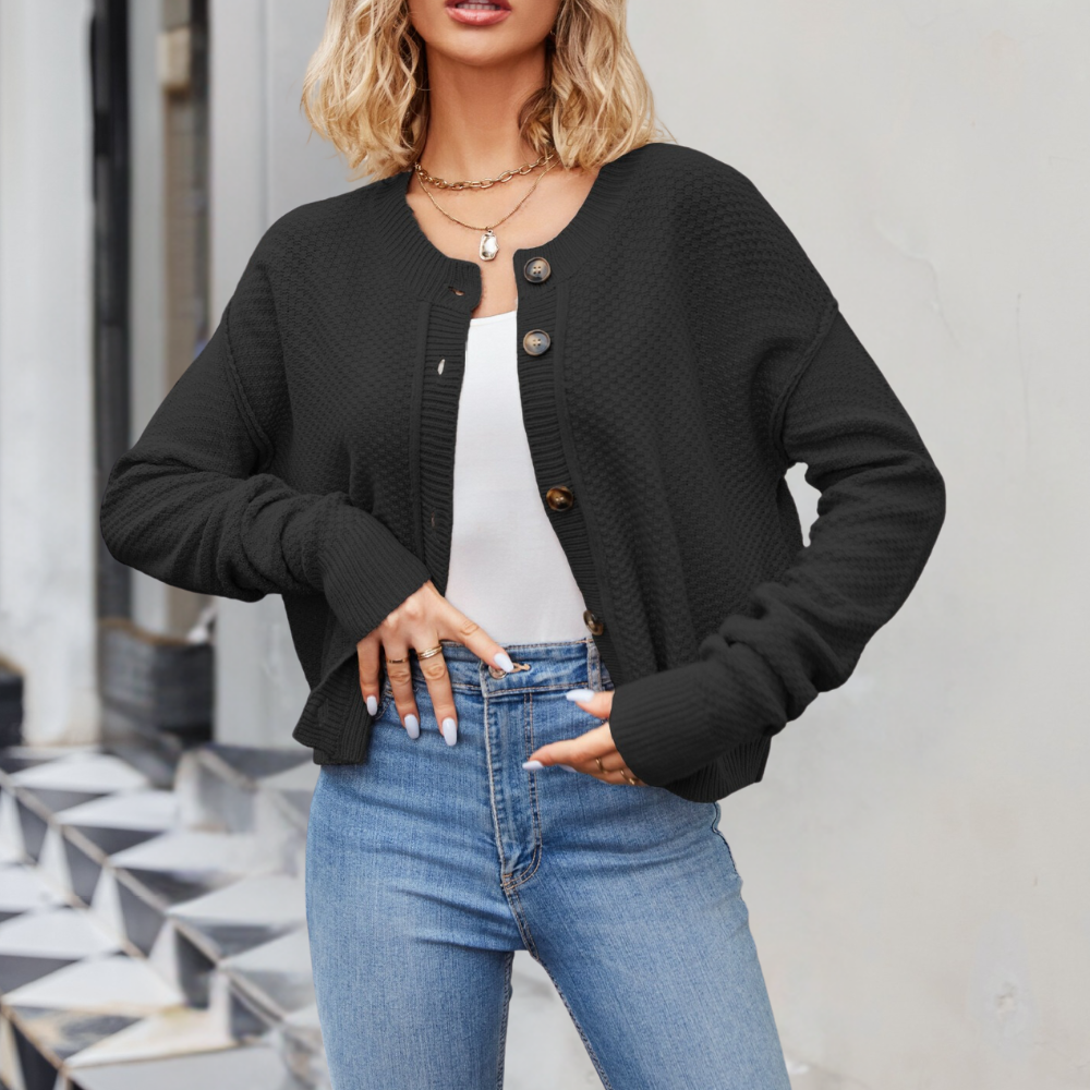 Berg-Feldt | Kurze Strickjacke Strukturiertes Muster Moderne Passform