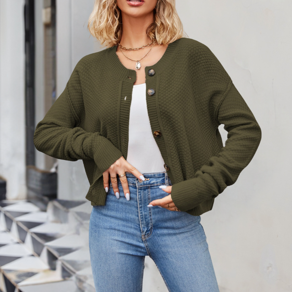 Berg-Feldt | Kurze Strickjacke Strukturiertes Muster Moderne Passform