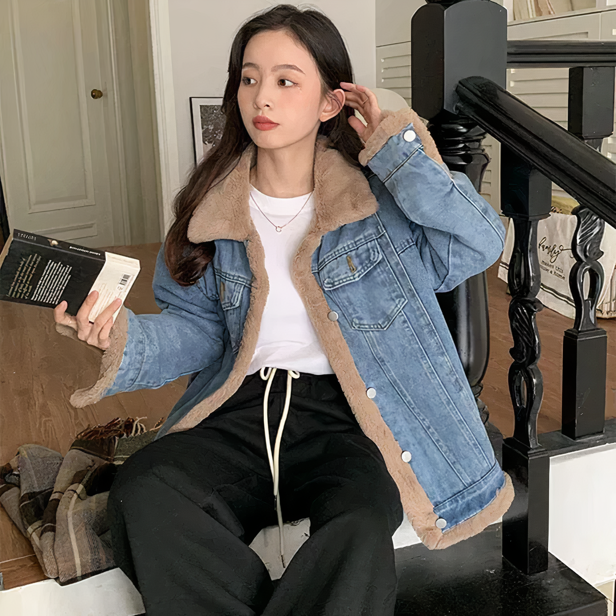 Callie : Veste en jean polaire d'hiver