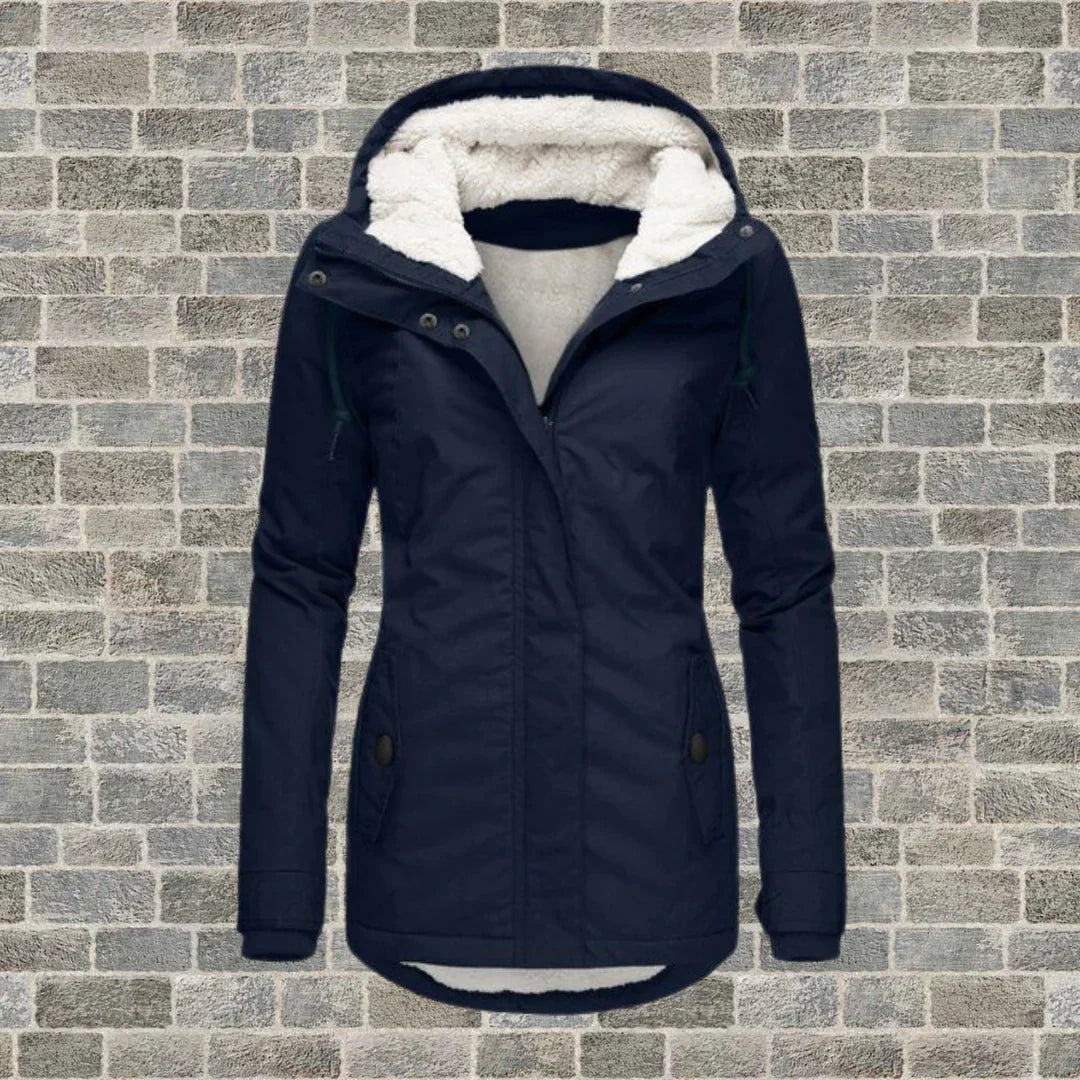 Manteau à capuche en coton anti-plis – Camila