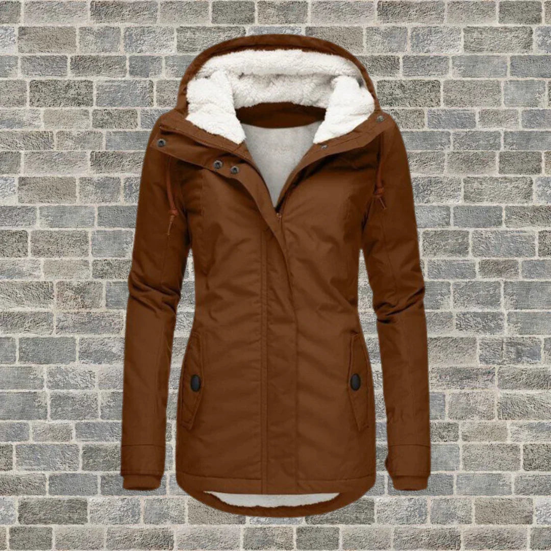 Manteau à capuche en coton anti-plis – Camila
